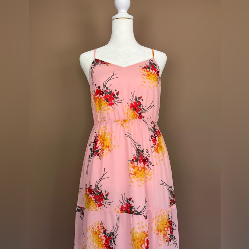 {J. Crew} Sunburst Floral Tiered Sleeveless Maxi Dress in Pink - Women's 0 - Picture 3 of 11